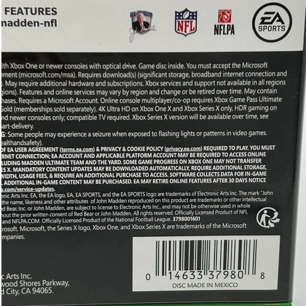 EA Sports Madden NFL 21 Xbox One Series X Green Good‎ Snoopy Bonus Disc